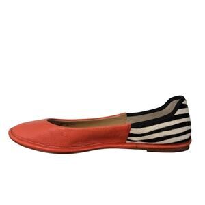 Diane von Furstenberg Ballet Flat Women Size 8 Orange Leather Zebra Calf Hair